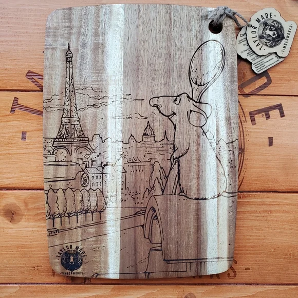 Disney✨ Handcrafted✋ Acacia Art Ratatouille🐀🧑🍳 Inspired Chef’s Cutting Board - Picture 2 of 8